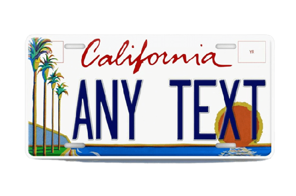 California Any TEXT License Plate