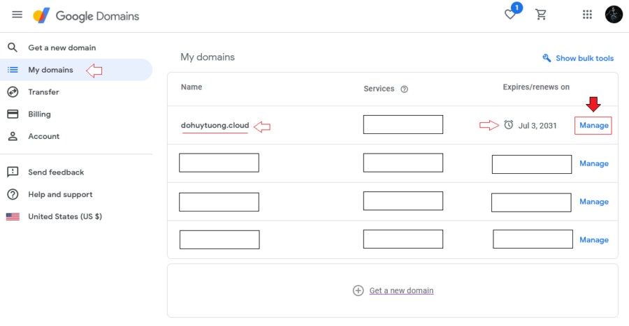 Google Domains - Manage